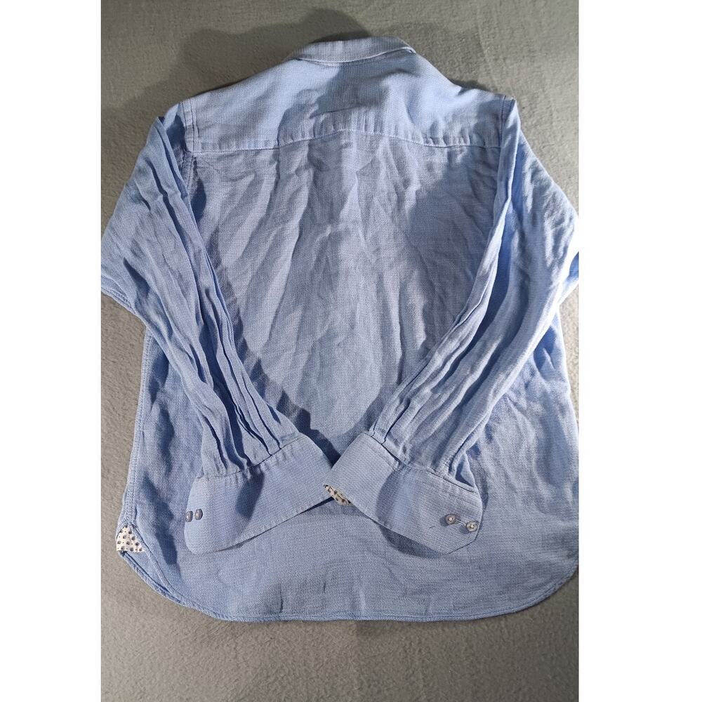 Visconti Black Men’s Shirt M Light Blue Textured Button Up Long Sleeve Casual - Picture 8 of 8